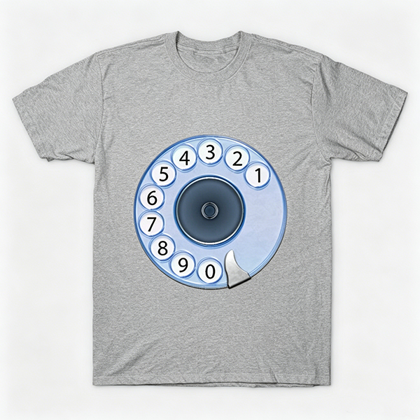 Vintage Rotary Phone Dial Pattern T-Shirt--VINT012