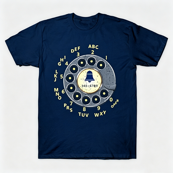 Vintage Rotary Phone Dial Pattern T-Shirt--VINT027