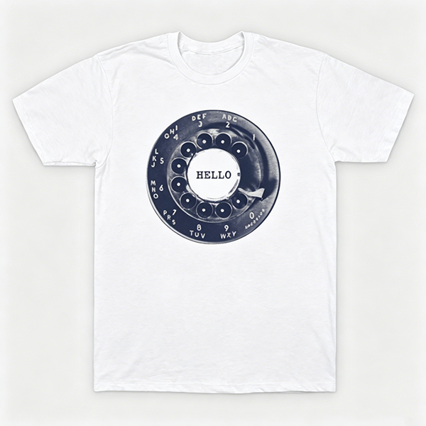Vintage Rotary Phone Dial Pattern T-Shirt--VINT020