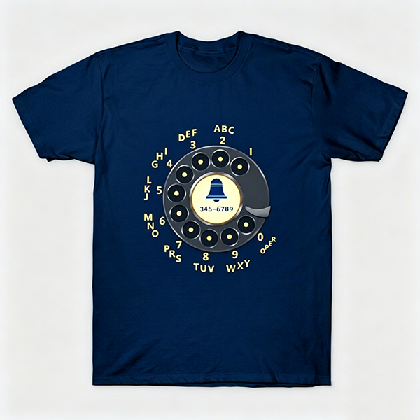 Vintage Rotary Phone Dial Pattern T-Shirt--VINT001