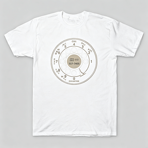 Vintage Rotary Phone Dial Pattern T-Shirt--VINT014