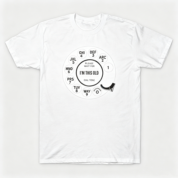 Vintage Rotary Phone Dial Pattern T-Shirt--VINT016