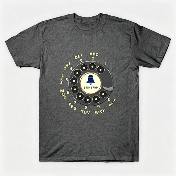 Vintage Rotary Phone Dial Pattern T-Shirt--VINT002