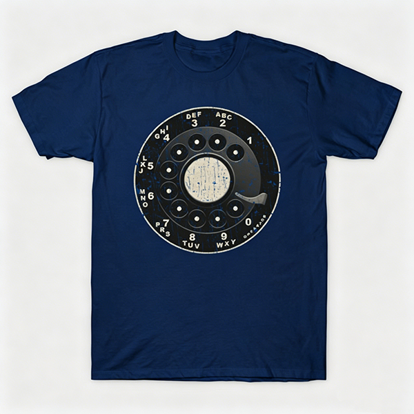 Vintage Rotary Phone Dial Pattern T-Shirt--VINT055