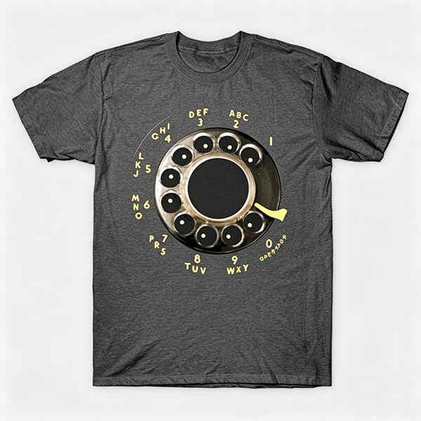 Vintage Rotary Phone Dial Pattern T-Shirt--VINT018