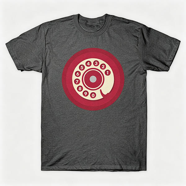 Vintage Rotary Phone Dial Pattern T-Shirt--VINT032
