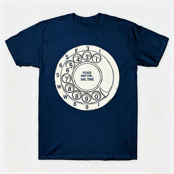 Vintage Rotary Phone Dial Pattern T-Shirt--VINT046