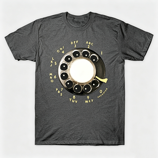 Vintage Rotary Phone Dial Pattern T-Shirt--VINT011