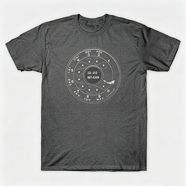 Vintage Rotary Phone Dial Pattern T-Shirt--VINT008