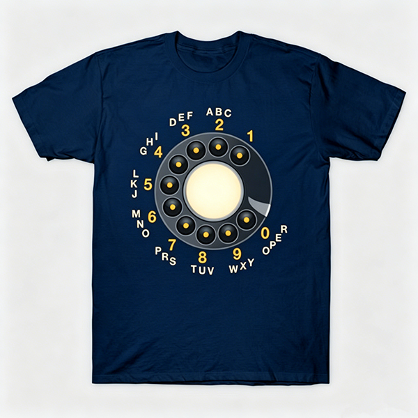 Vintage Rotary Phone Dial Pattern T-Shirt--VINT051