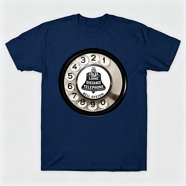 Vintage Rotary Phone Dial Pattern T-Shirt--VINT041