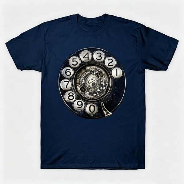 Vintage Rotary Phone Dial Pattern T-Shirt--VINT038