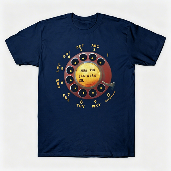 Vintage Rotary Phone Dial Pattern T-Shirt--VINT042