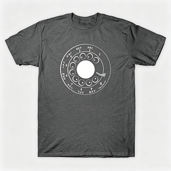 Vintage Rotary Phone Dial Pattern T-Shirt--VINT009