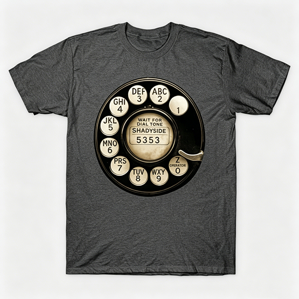 Vintage Rotary Phone Dial Pattern T-Shirt--VINT031