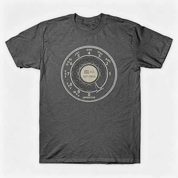 Vintage Rotary Phone Dial Pattern T-Shirt--VINT014
