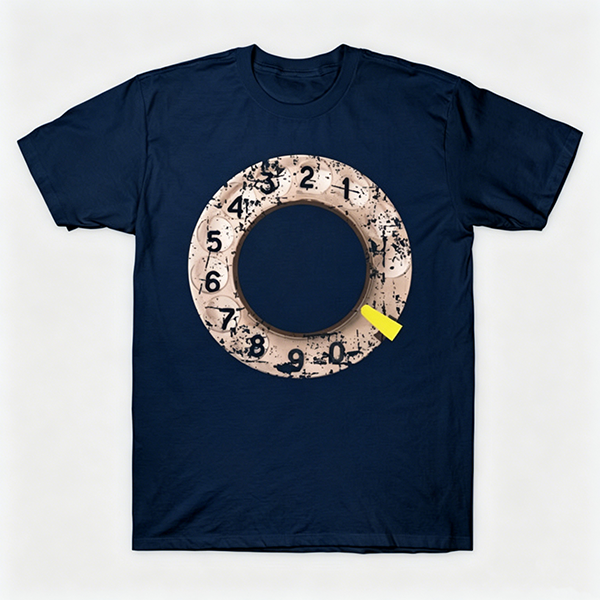Vintage Rotary Phone Dial Pattern T-Shirt--VINT010