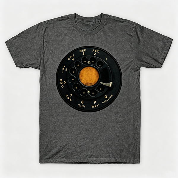 Vintage Rotary Phone Dial Pattern T-Shirt--VINT022