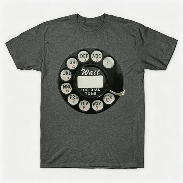 Vintage Rotary Phone Dial Pattern T-Shirt--VINT017