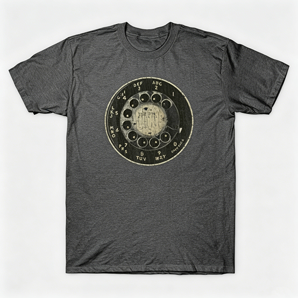 Vintage Rotary Phone Dial Pattern T-Shirt--VINT028