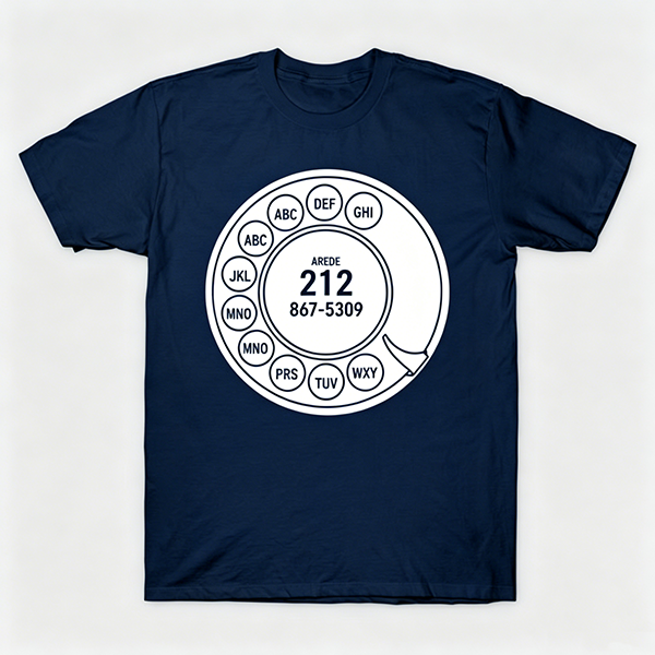 Vintage Rotary Phone Dial Pattern T-Shirt--VINT050