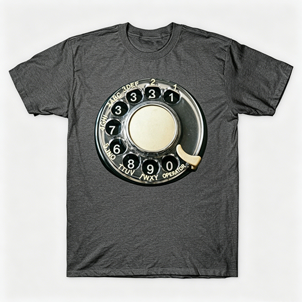 Vintage Rotary Phone Dial Pattern T-Shirt--VINT034
