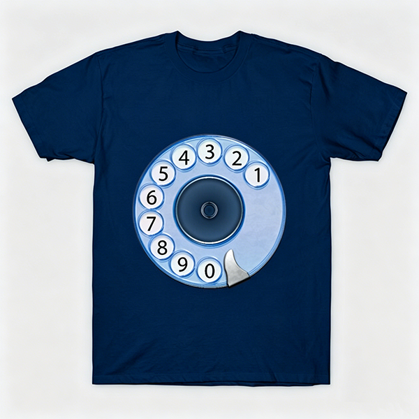 Vintage Rotary Phone Dial Pattern T-Shirt--VINT012