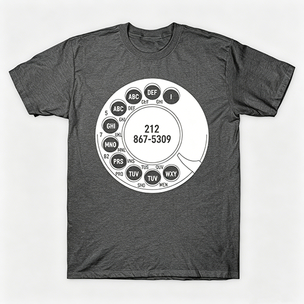 Vintage Rotary Phone Dial Pattern T-Shirt--VINT019
