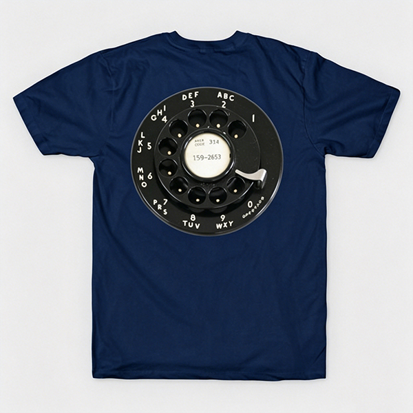 Vintage Rotary Phone Dial Pattern T-Shirt--VINT048