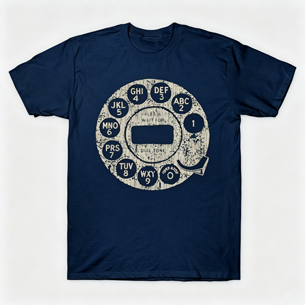 Vintage Rotary Phone Dial Pattern T-Shirt--VINT039