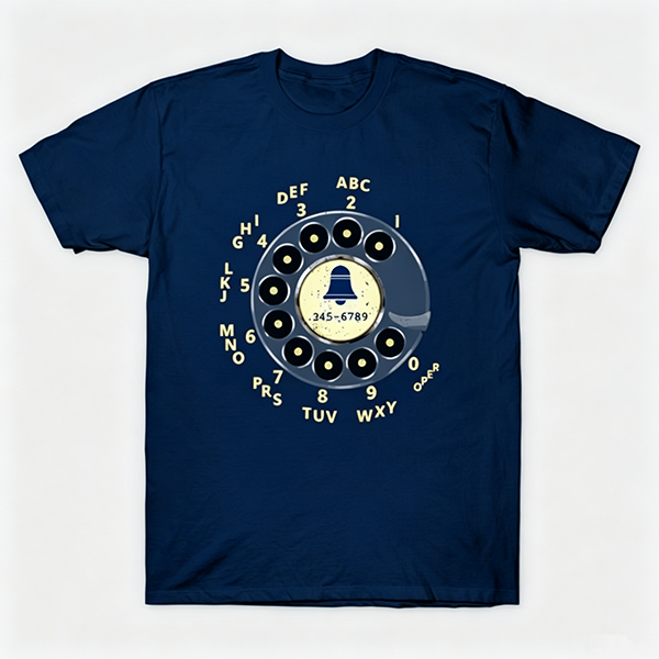 Vintage Rotary Phone Dial Pattern T-Shirt--VINT037