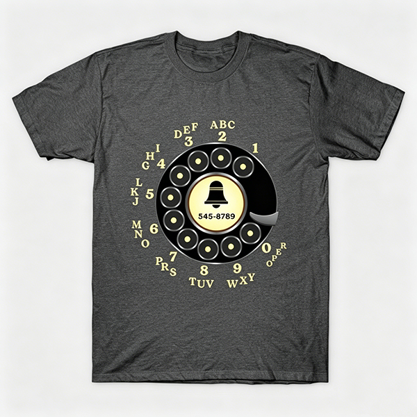 Vintage Rotary Phone Dial Pattern T-Shirt--VINT013