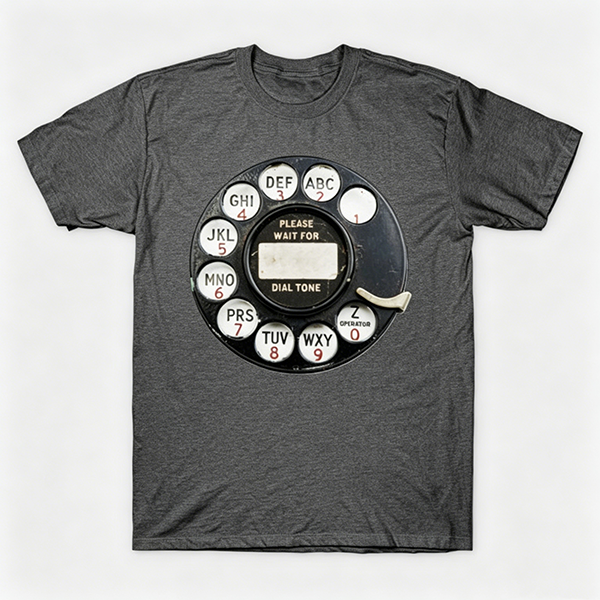 Vintage Rotary Phone Dial Pattern T-Shirt--VINT029