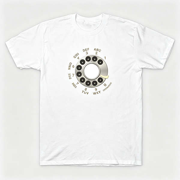 Vintage Rotary Phone Dial Pattern T-Shirt--VINT024