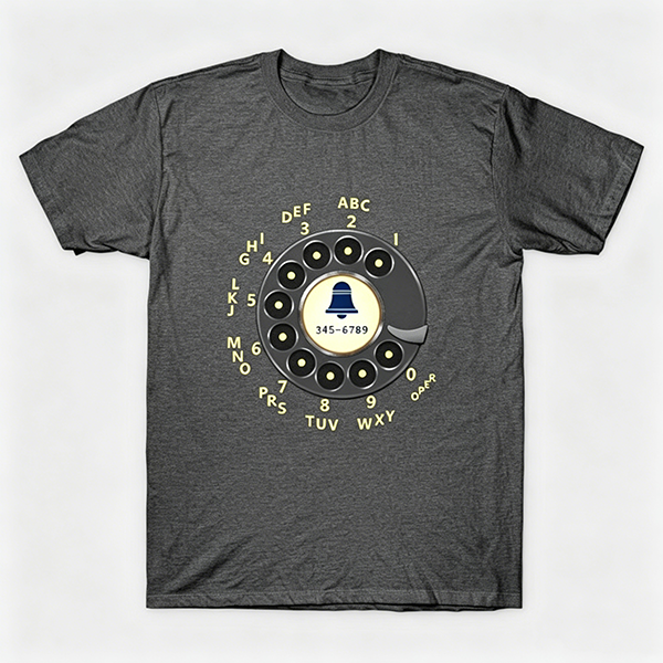 Vintage Rotary Phone Dial Pattern T-Shirt--VINT001