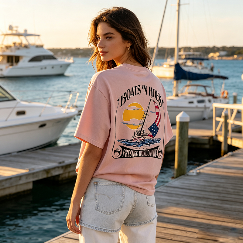 Boats N Hoes Vintage Sailing T-Shirt, Nautical American Coastal Graphic Tee