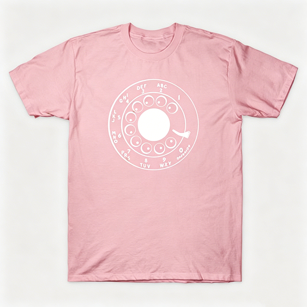 Vintage Rotary Phone Dial Pattern T-Shirt--VINT009