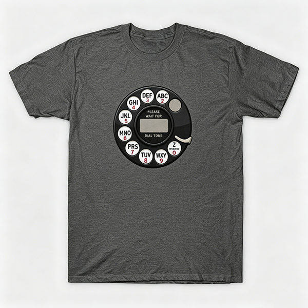 Vintage Rotary Phone Dial Pattern T-Shirt--VINT045