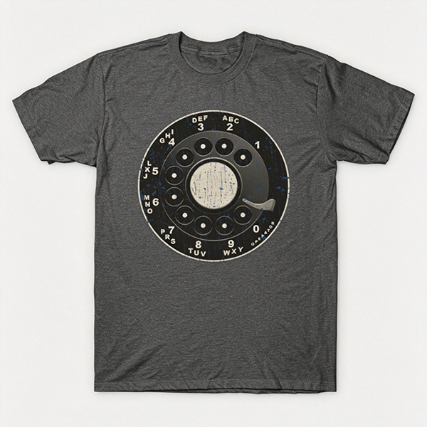 Vintage Rotary Phone Dial Pattern T-Shirt--VINT055