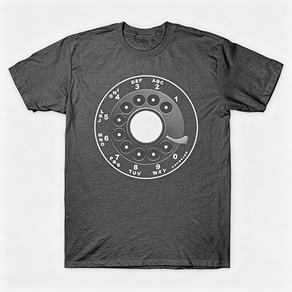 Vintage Rotary Phone Dial Pattern T-Shirt--VINT053