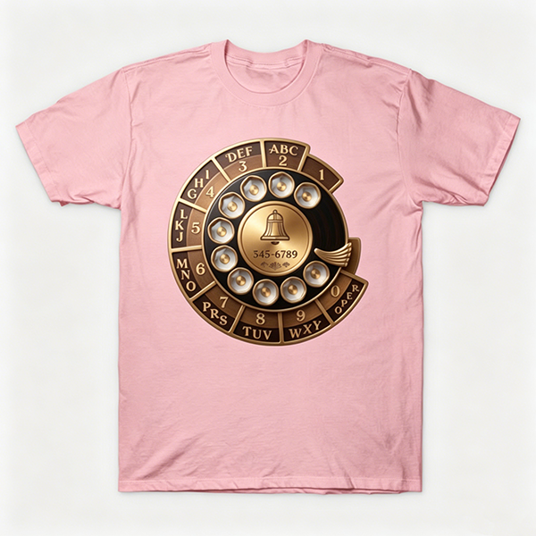 Vintage Rotary Phone Dial Pattern T-Shirt--VINT023