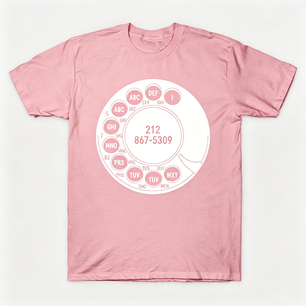 Vintage Rotary Phone Dial Pattern T-Shirt--VINT019