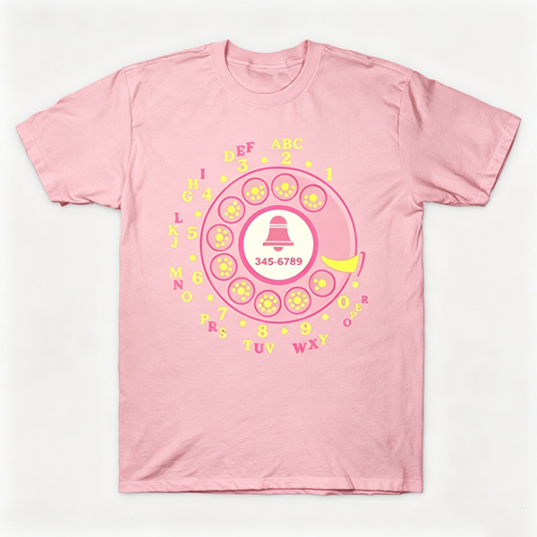 Vintage Rotary Phone Dial Pattern T-Shirt--VINT025