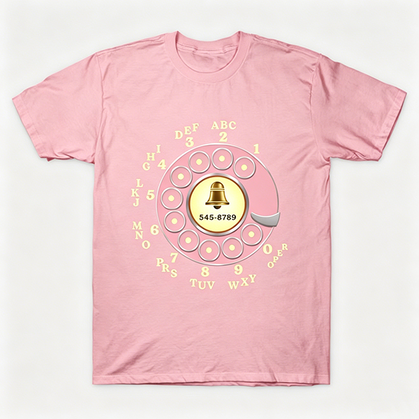 Vintage Rotary Phone Dial Pattern T-Shirt--VINT013