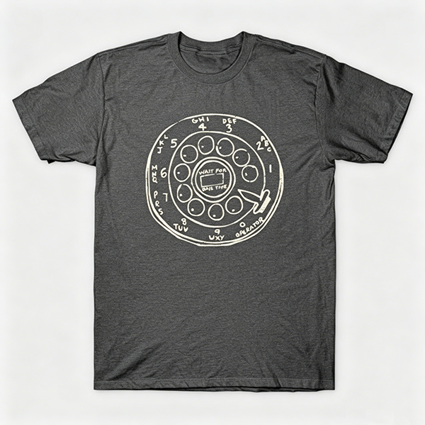 Vintage Rotary Phone Dial Pattern T-Shirt--VINT005