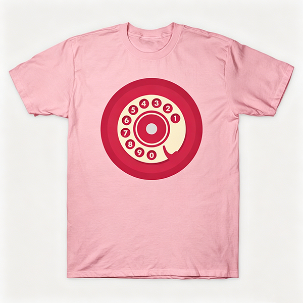 Vintage Rotary Phone Dial Pattern T-Shirt--VINT032