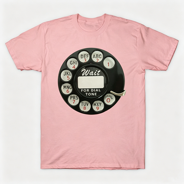 Vintage Rotary Phone Dial Pattern T-Shirt--VINT017