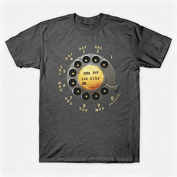 Vintage Rotary Phone Dial Pattern T-Shirt--VINT040
