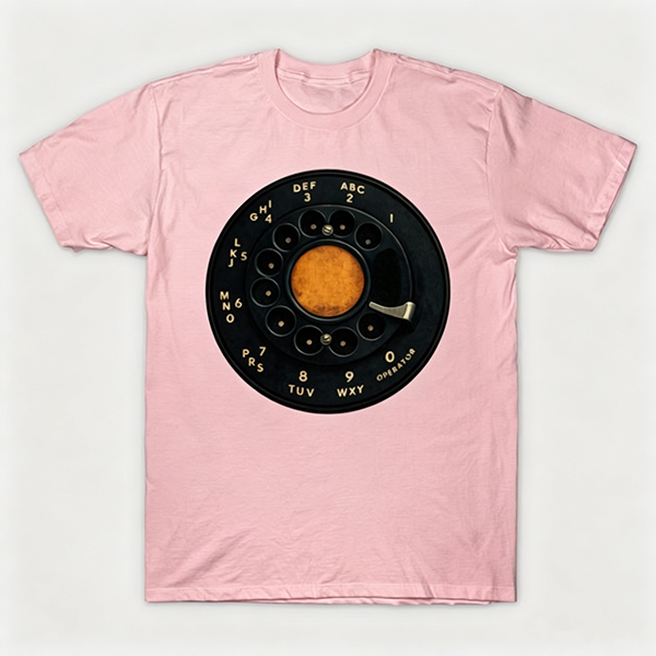Vintage Rotary Phone Dial Pattern T-Shirt--VINT022