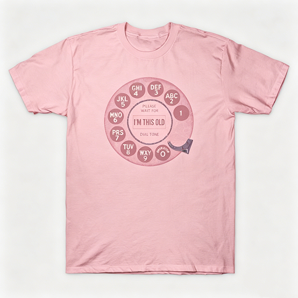 Vintage Rotary Phone Dial Pattern T-Shirt--VINT016
